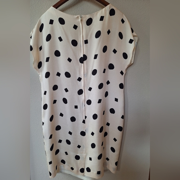 Rickie Freeman for Teri Jon 100% Silk Cream/Black Shift Dress Womens Size 14 - Picture 7 of 7